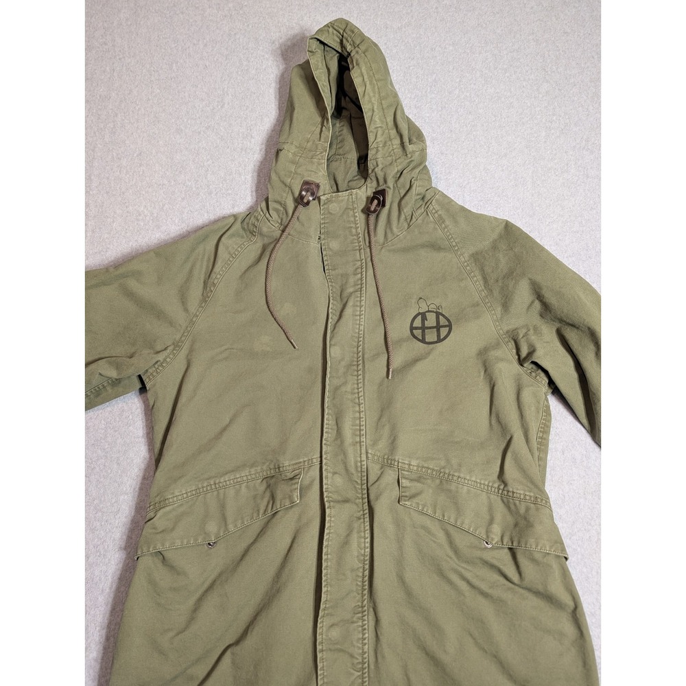 HUF x Peanuts Snoopy Fishtail Parka Jacket Olive Green Mens Large - Picture 2 of 16